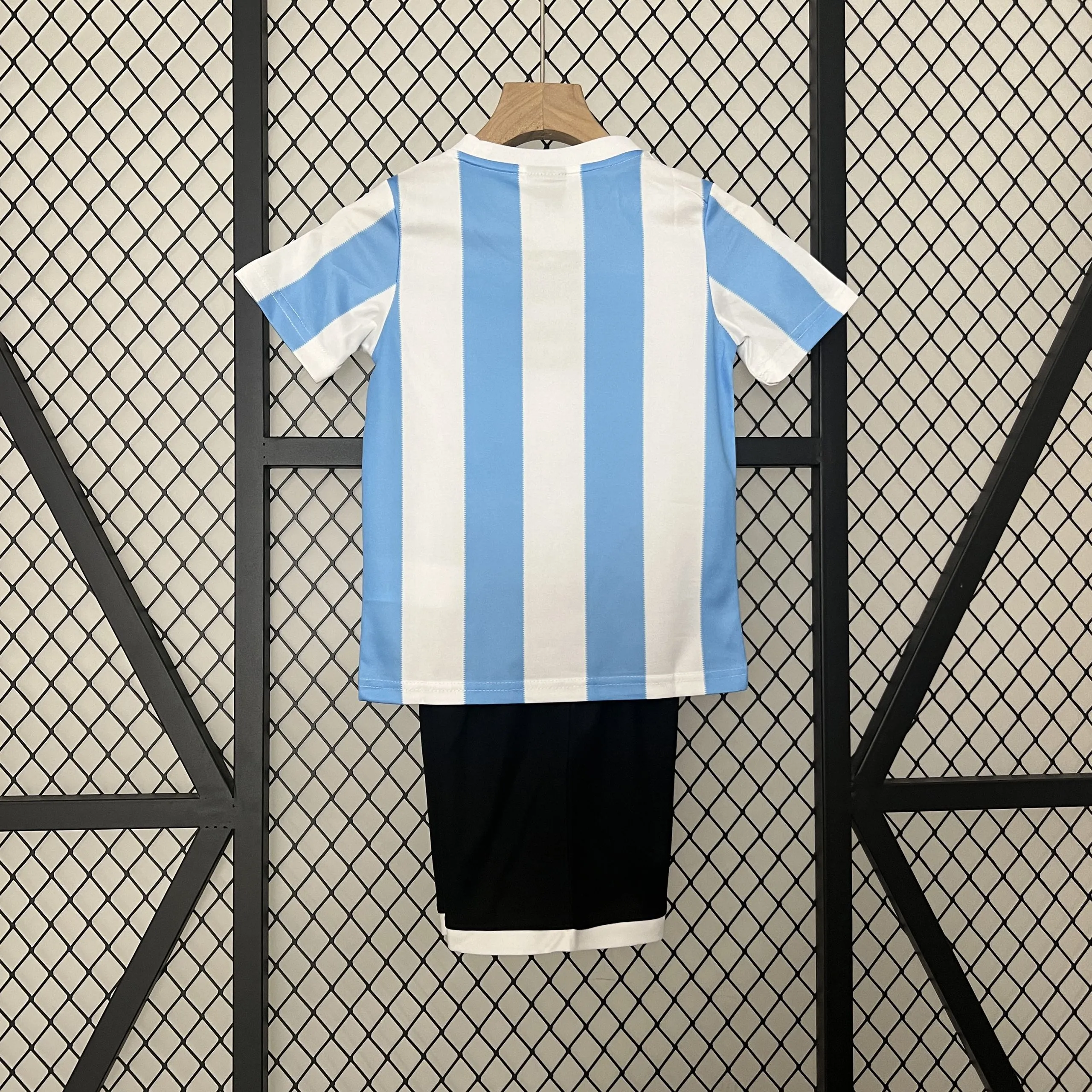 Argentina Retro Home Soccer Uniform Kids Kit Jersey+Shorts 1986 - Image 2