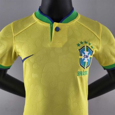 Alternative view of Brazil Retro Jersey Home Uniform Kids Kit Jersey+Shorts 2022