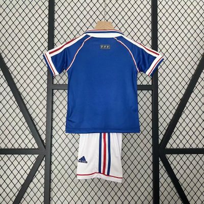 Alternative view of France Retro Home Kids Kit Jersey+Shorts Custom Shirt World Cup 1998