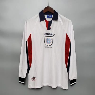 England Retro Soccer Jersey Home Custom Long Sleeve Shirt World Cup 1998