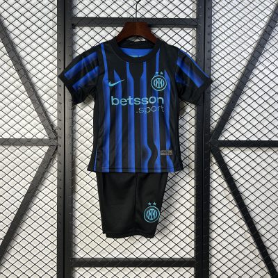 Inter Milan Soccer Jersey Home Kids Kit Jerseys+Shorts 2025/26