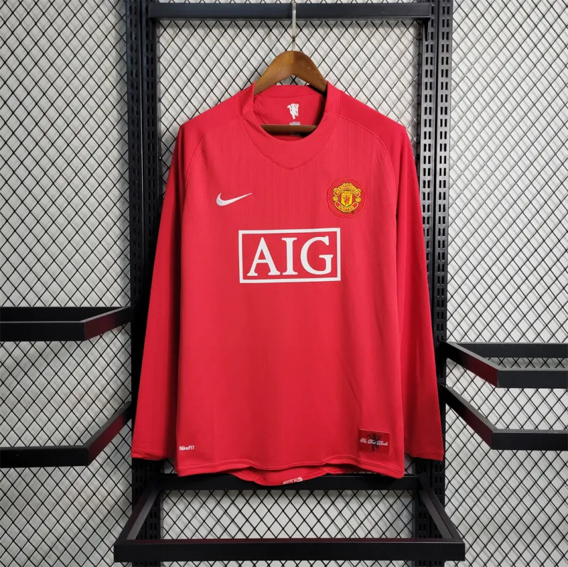 Manchester United Retro Home Long Sleeve Football Jersey Shirt 2007/08