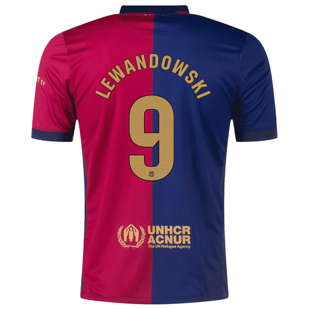 LEWANDOWSKI #9 Barcelona Home Soccer Jersey 2024/25 - Spotify Logo Without Text