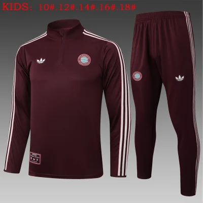 Kids Bayern Munich Training Kit (Sweatshirt+Pants) Deep Red 2025/26