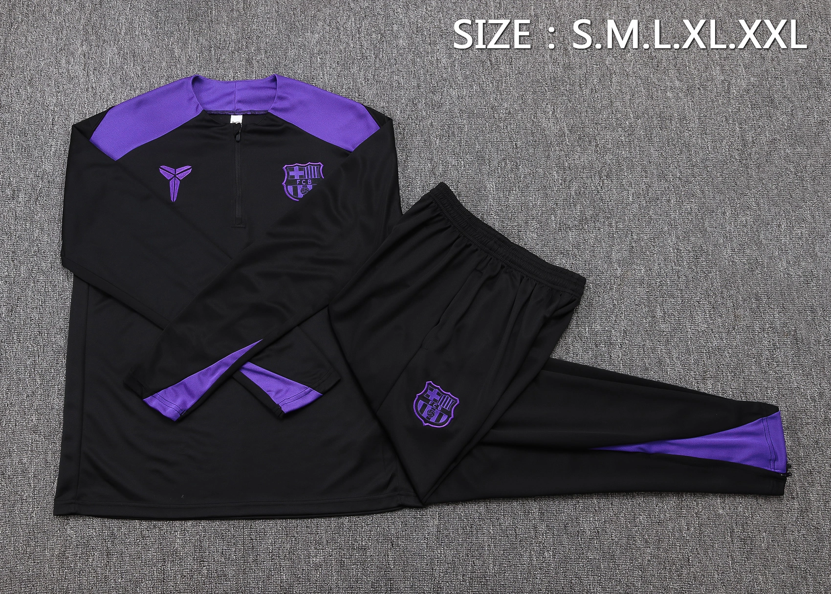Barcelona Training Kit (Sweatshirt+Pants) Black&Purple 2025/26 - Image 3