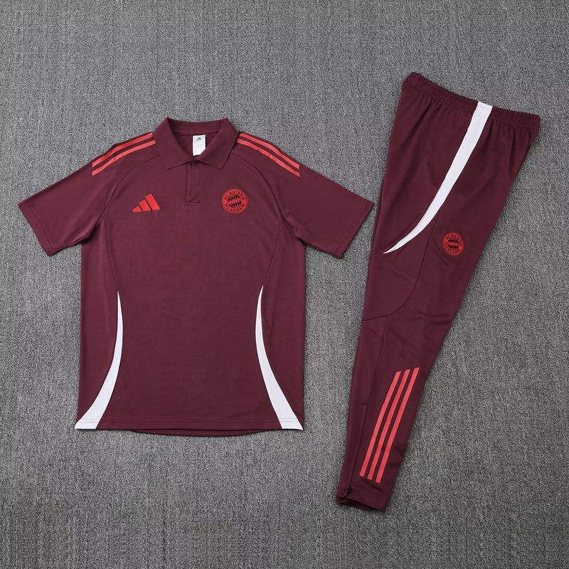 Bayern Munich Training Kit (Polo+Pants) Red 2025/26 - Image 3