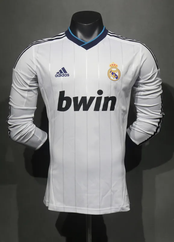 Real Madrid Retro Jersey Home Long Sleeve Soccer Shirt 2012/13