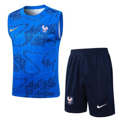 France Sleeveless Training Kit Blue 2025