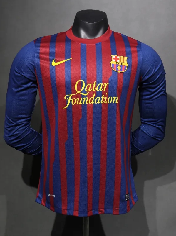 Barcelona Retro Jersey Home Long Sleeve Soccer Shirt 2011-12