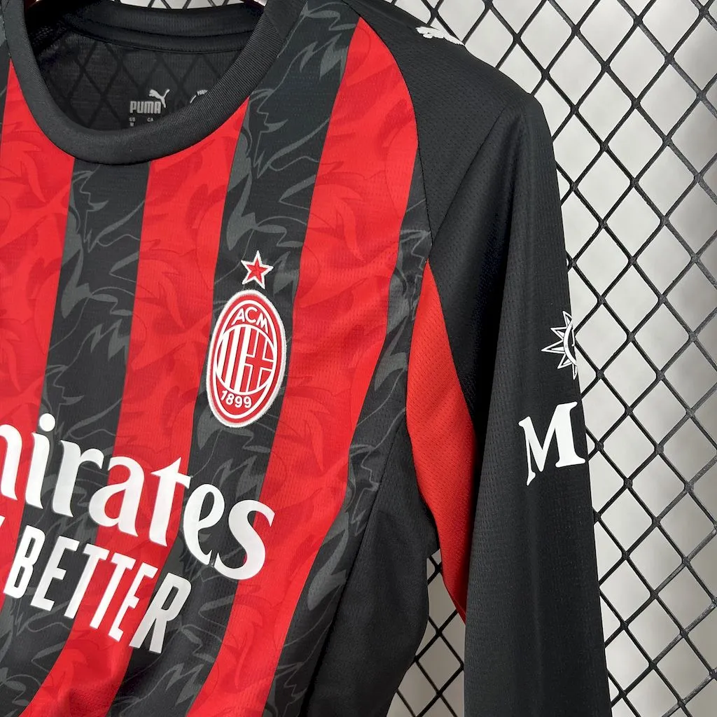 AC Milan Soccer Jersey Home Long Sleeves Custom Shirt 2025/26 - Image 3