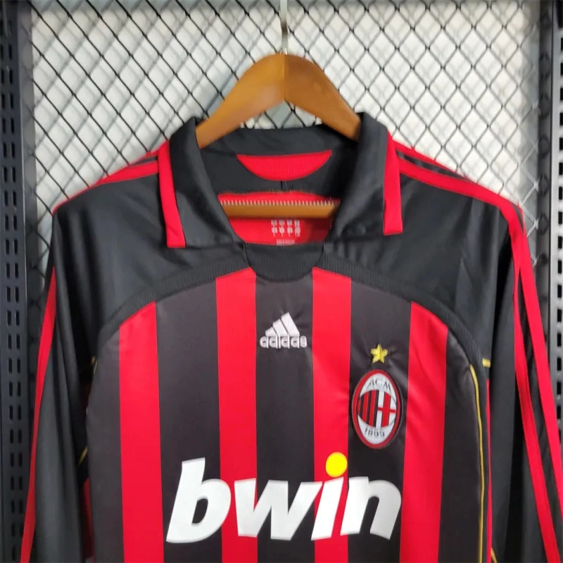 AC Milan Retro Soccer Jersey Home Long Sleeve Custom Shirt 2006/07 - Image 3