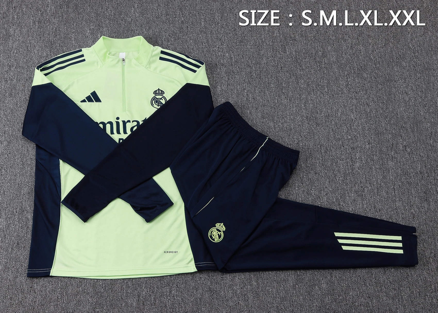Real Madrid Training Kit (Sweatshirt+Pants) Light Green 2025/26 - Image 2