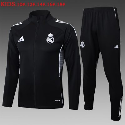 Kids Real Madrid Training Kit (Jacket+Pants) Black 2025/26
