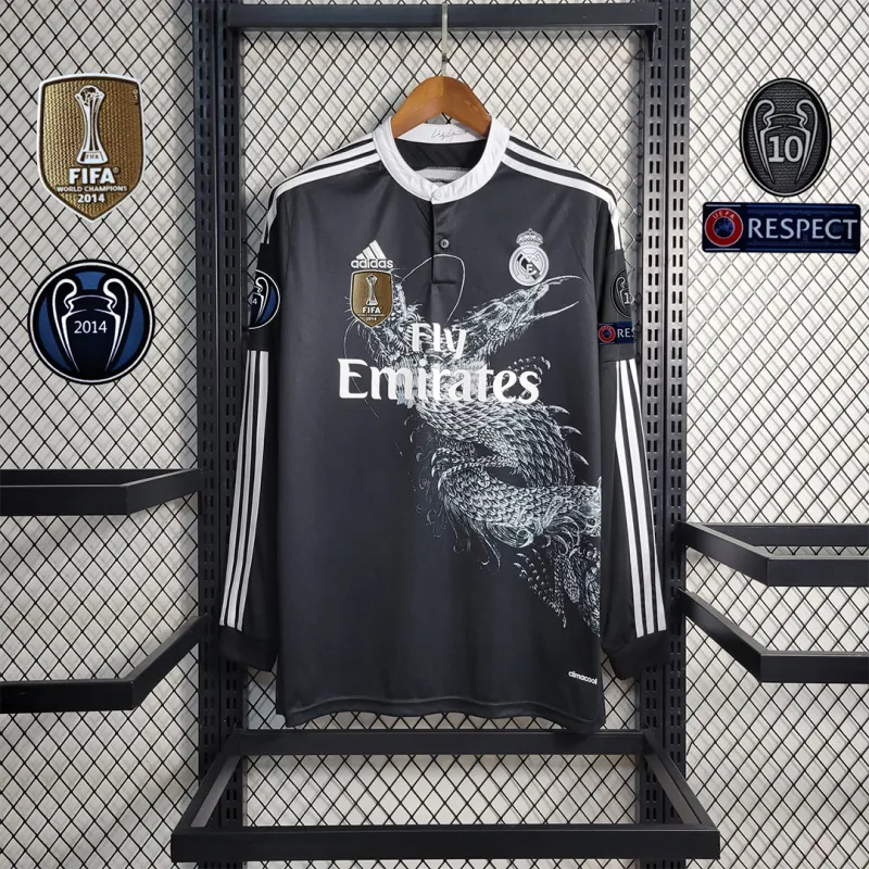 Real Madrid Retro Jersey Third Away Custom Long Sleeve Soccer Shirt 2014/15