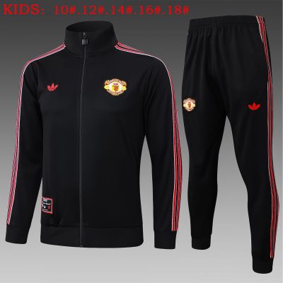 Kids Manchester United Training Kit (Jacket+Pants) Black 2025/26