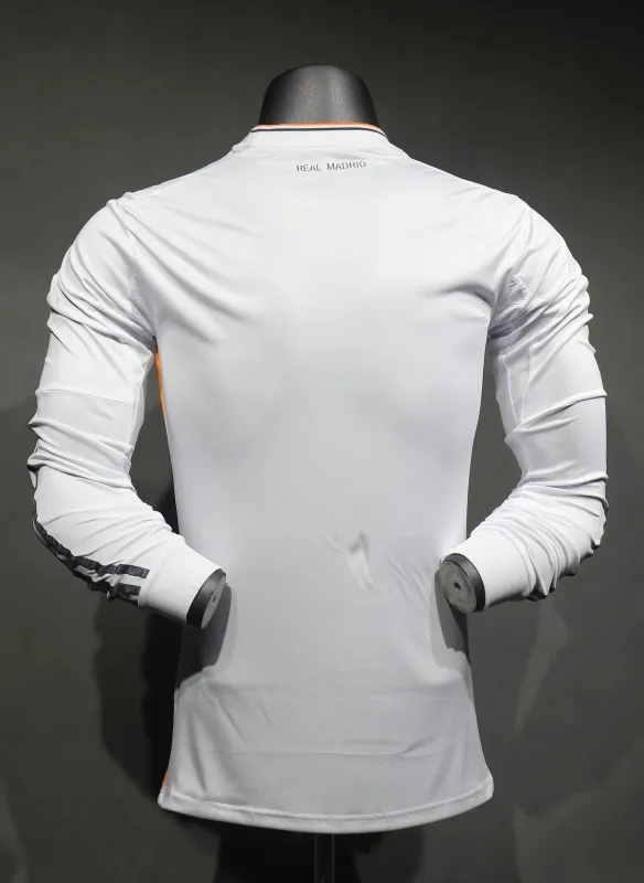 Real Madrid Retro Jersey Home Long Sleeve Soccer Shirt 2013/14 - Image 2