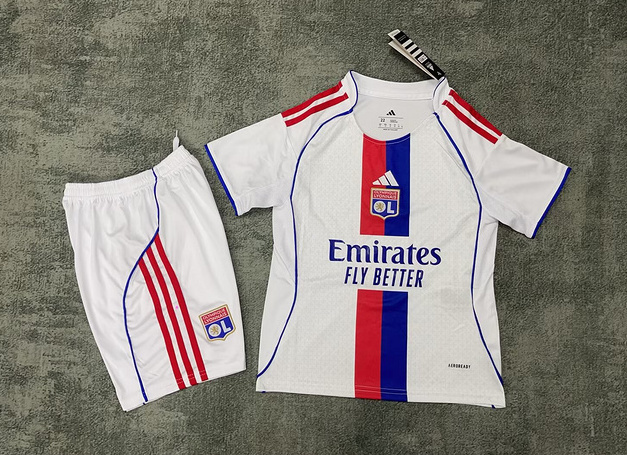 Olympique Lyonnais Football Jersey Home Kids Kit Jerseys+Shorts 2025/26