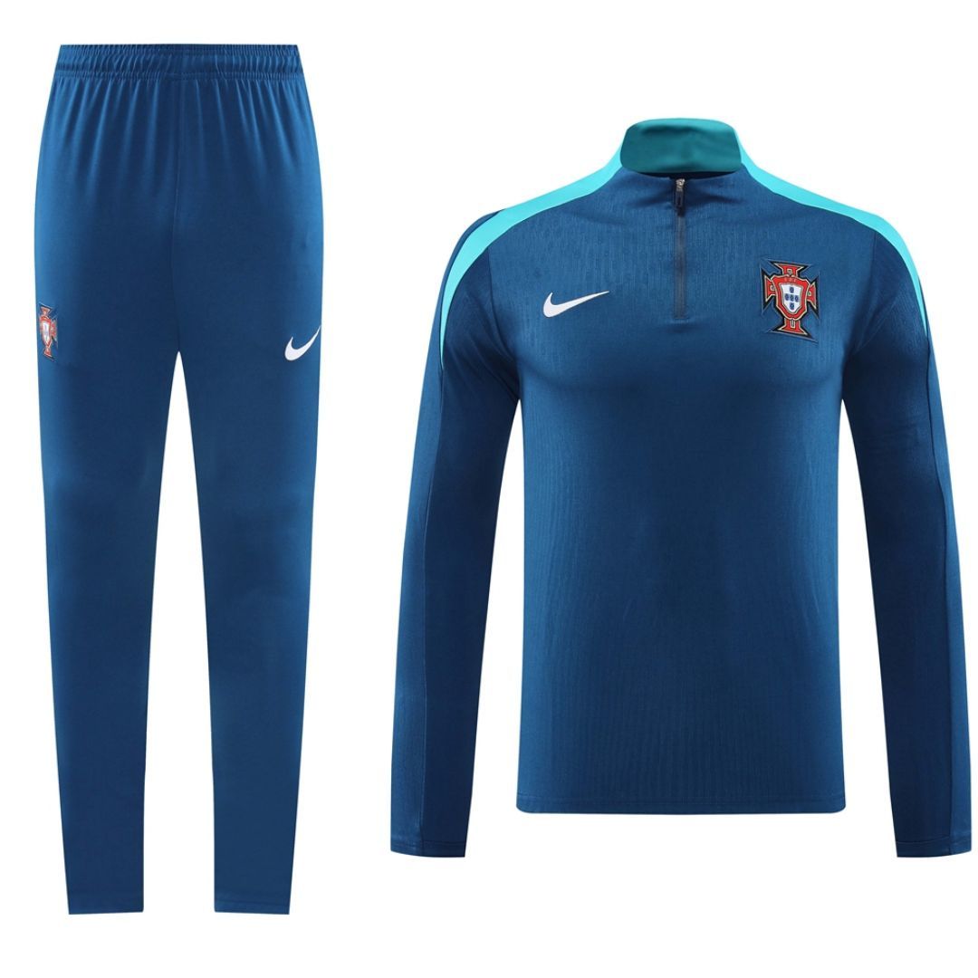 Portugal Zipper Sweatshirt Kit (Top+Pants) Blue 2024/25 - Image 2