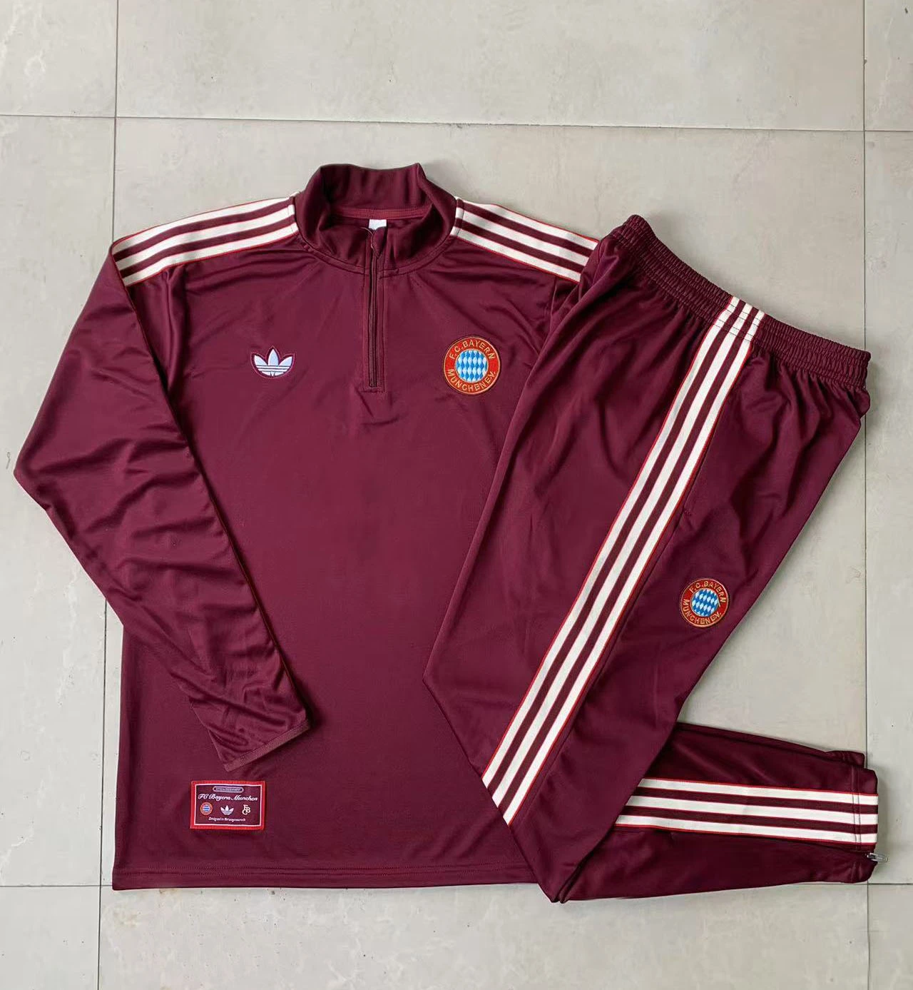 Kids Bayern Munich Training Kit (Sweatshirt+Pants) Deep Red 2025/26 - Image 2