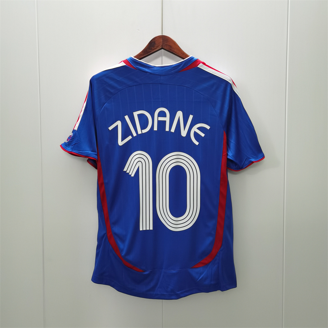 Zidane#10 France Retro Soccer Jersey Home Shirt World Cup 2006