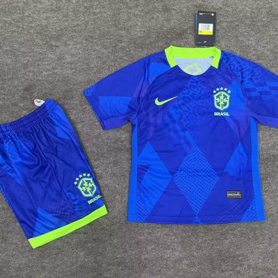 Brazil Away Soccer Uniform Kids Kit Jersey+Shorts 2025