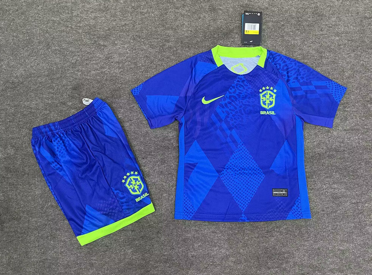 Brazil Away Soccer Uniform Kids Kit Jersey+Shorts 2025