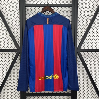 Alternative view of Barcelona Retro Jersey Home Long Sleeve Soccer Shirt 2014-15