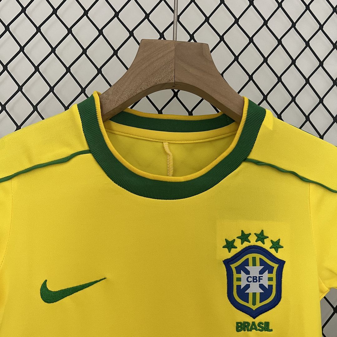 Brazil Retro Jersey Home Uniform Kids Kit Jersey+Shorts World Cup 1998 - Image 3