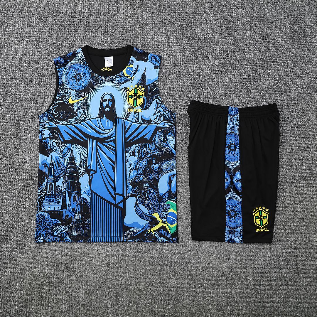 Brazil Sleeveless Training Kit Blue 2025 - Image 3