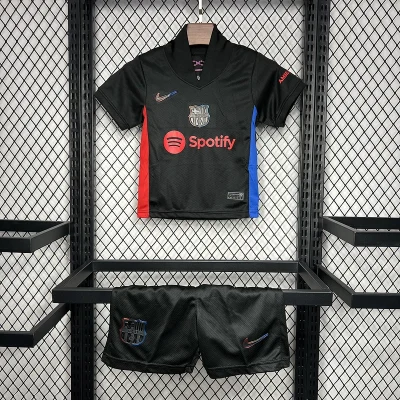 Barcelona Soccer Jersey Away Custom Kids Kit Jersey+Shorts 2024/25 Spotify Logo Without Text