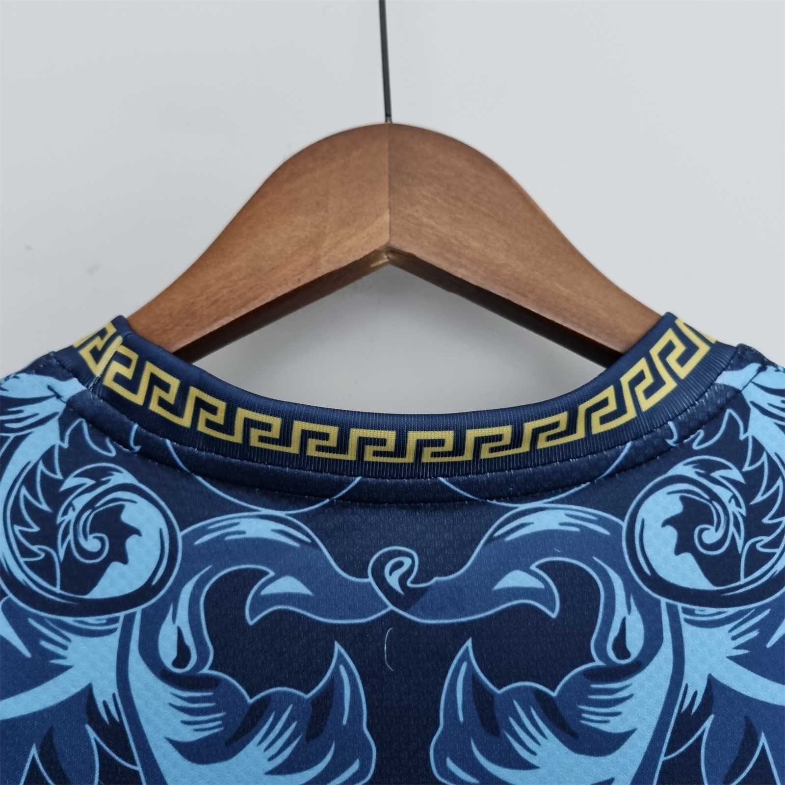 Italy Soccer Jersey x Versace Blue Special Edition Custom Shirt 2022 - Image 4