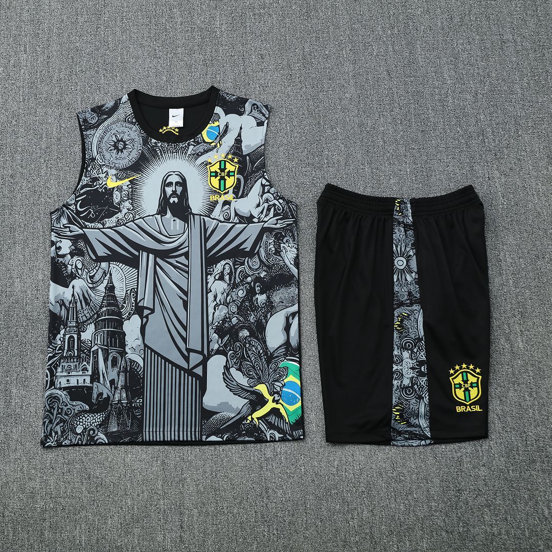 Brazil Sleeveless Training Kit Black 2025 - Image 4