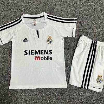 Real Madrid Retro Jersey Home Kids Kit Jersey+Shorts 2003-04