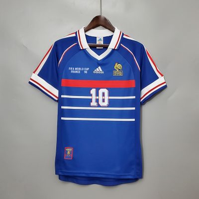 Alternative view of Zidane#10 France Retro Soccer Jersey Home Shirt World Cup 1998