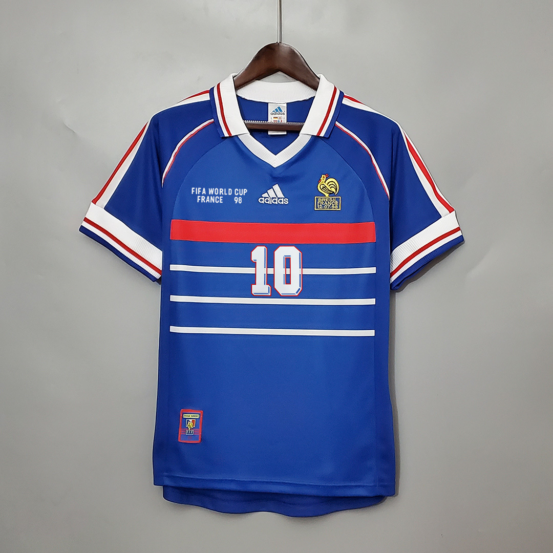 Zidane#10 France Retro Soccer Jersey Home Shirt World Cup 1998 - Image 2