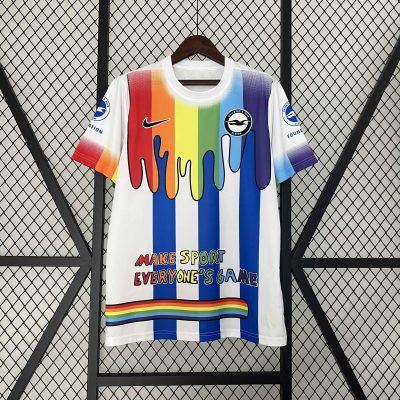 Brighton & Hove Albion Football Jersey Rainbow Laces Pre-Match Custom Shirt 2024/25