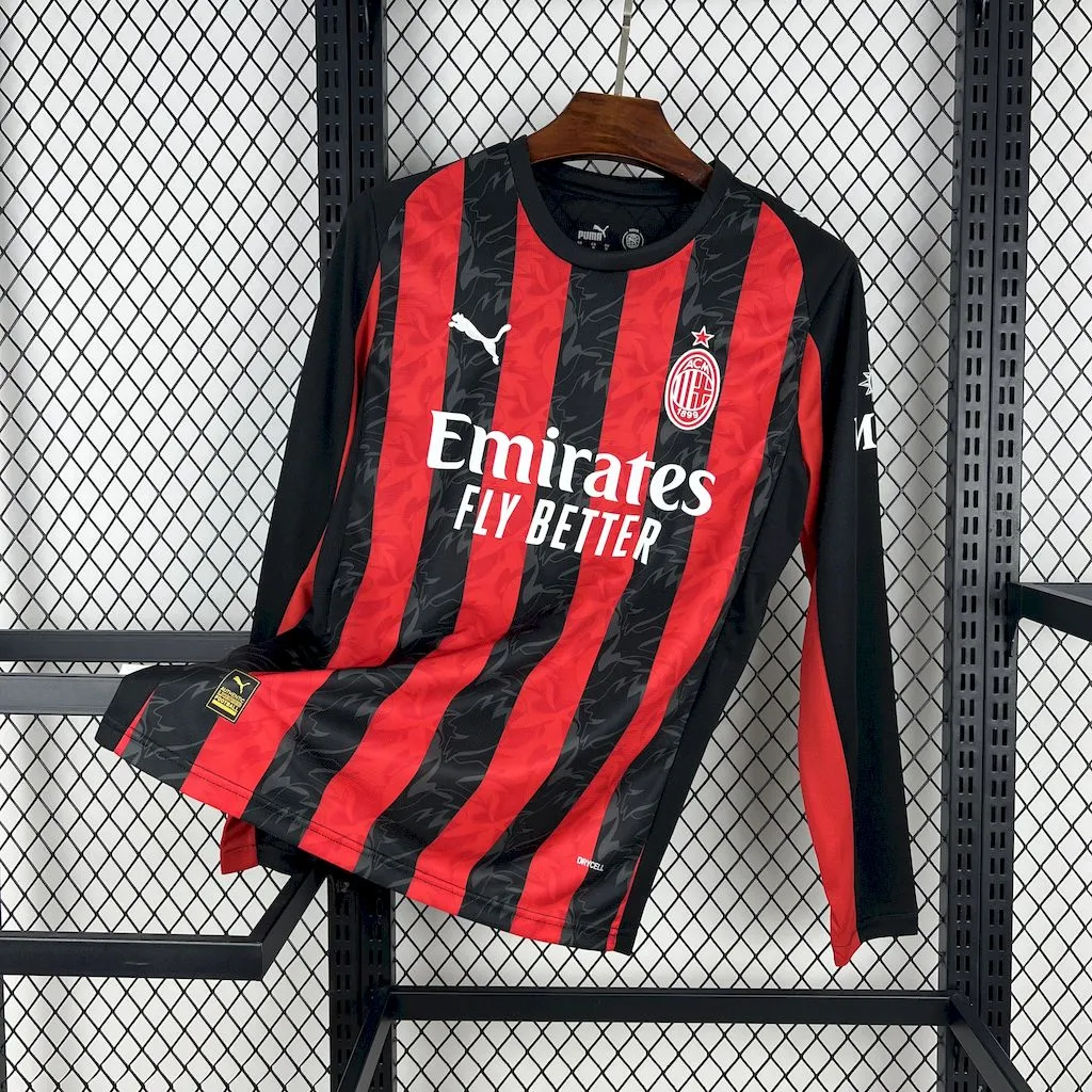 AC Milan Soccer Jersey Home Long Sleeves Custom Shirt 2025/26