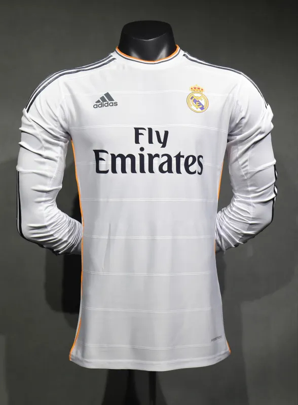 Real Madrid Retro Jersey Home Long Sleeve Soccer Shirt 2013/14