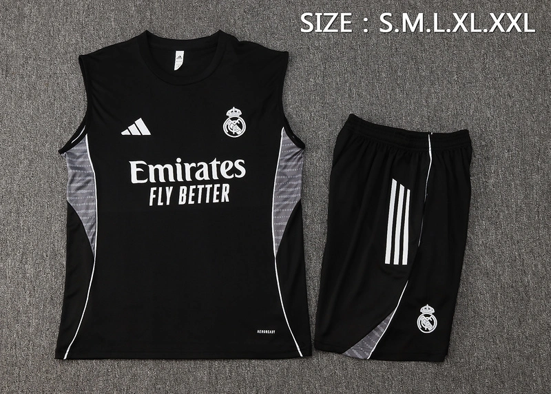 Real Madrid Sleeveless Training Kit Black 2025/26 - Image 4