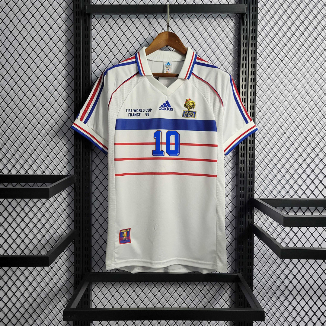 Zidane#10 France Retro Soccer Jersey Away Shirt World Cup 1998 - Image 2