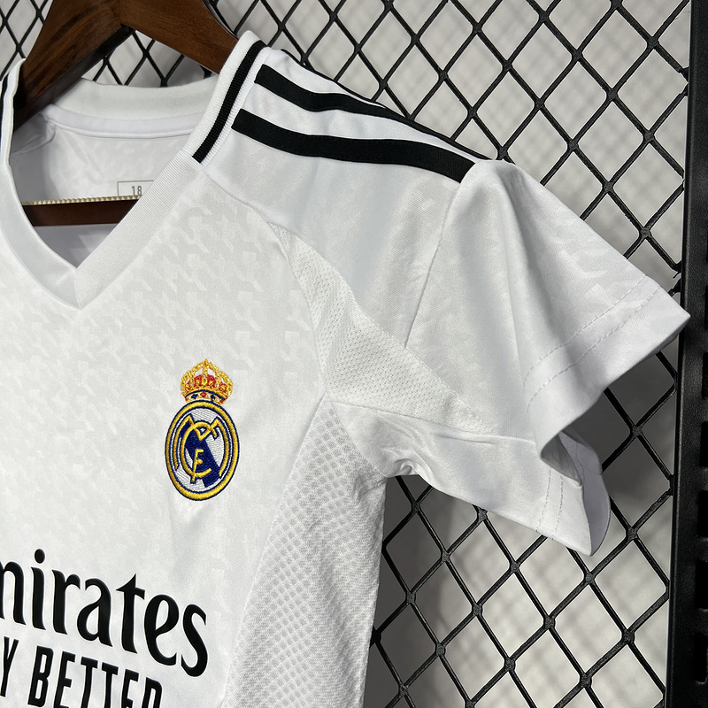 Real Madrid Home Soccer Uniform Kids Kit Jersey+Shorts 2024/25 - Image 3