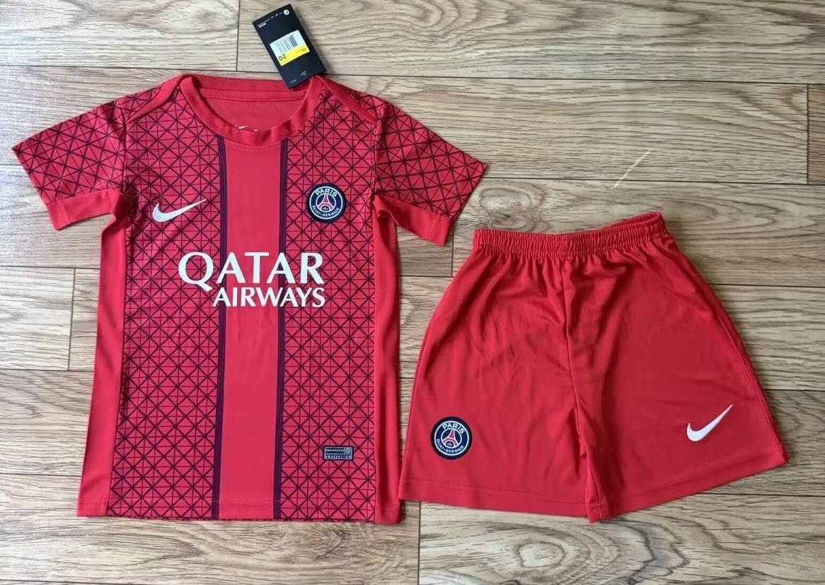 PSG Soccer Jersey Pre-Match Kids Kit Jersey+Shorts 2025/26