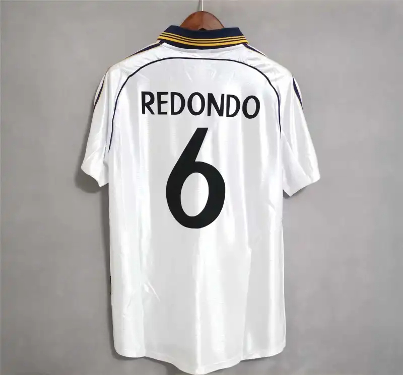 Real Madrid Retro Jersey Home Custom Soccer Shirt 1998-00 - Image 3