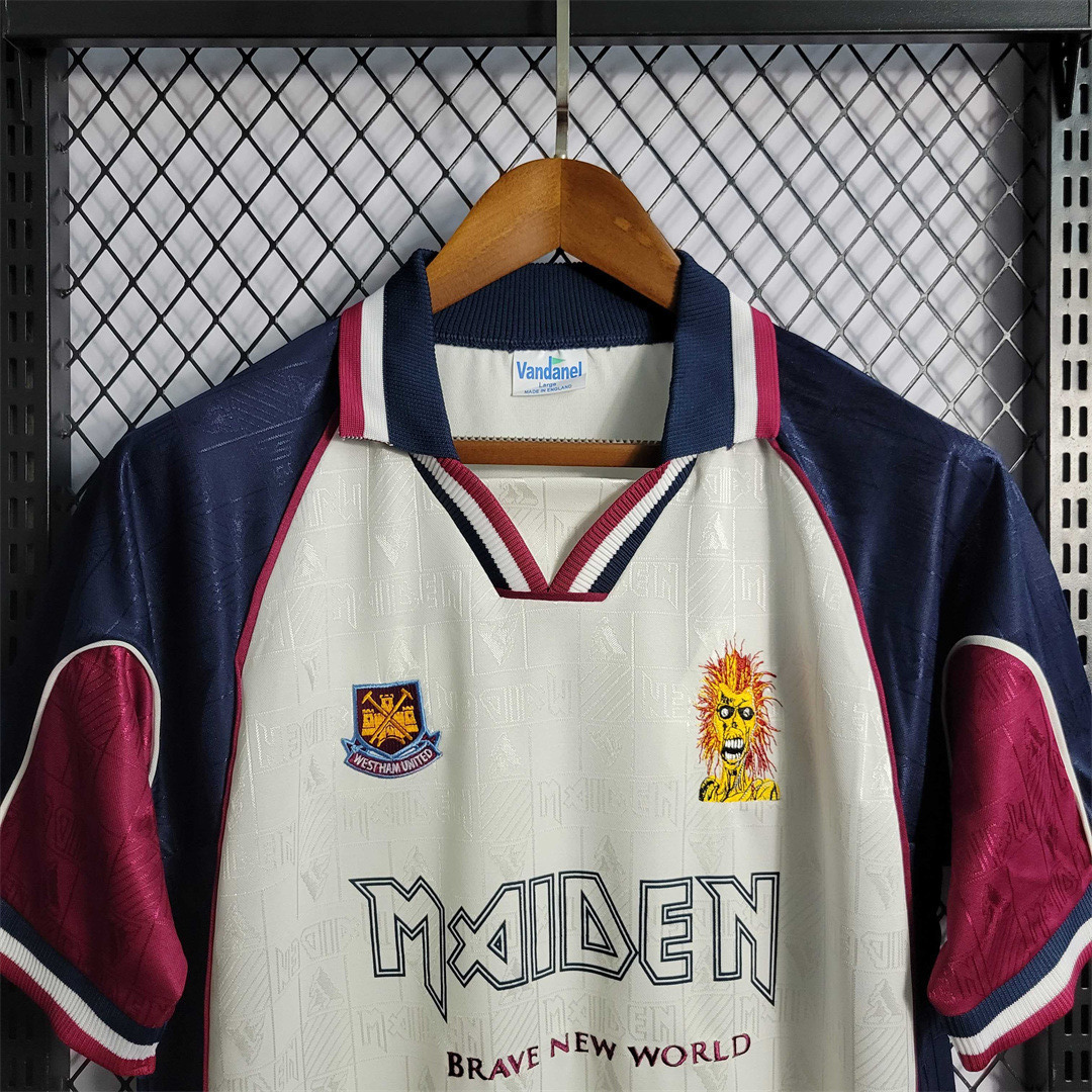 West Ham United Retro Football Jersey Iron Maiden Away Joint Board Shirt 1999/01 - Image 5