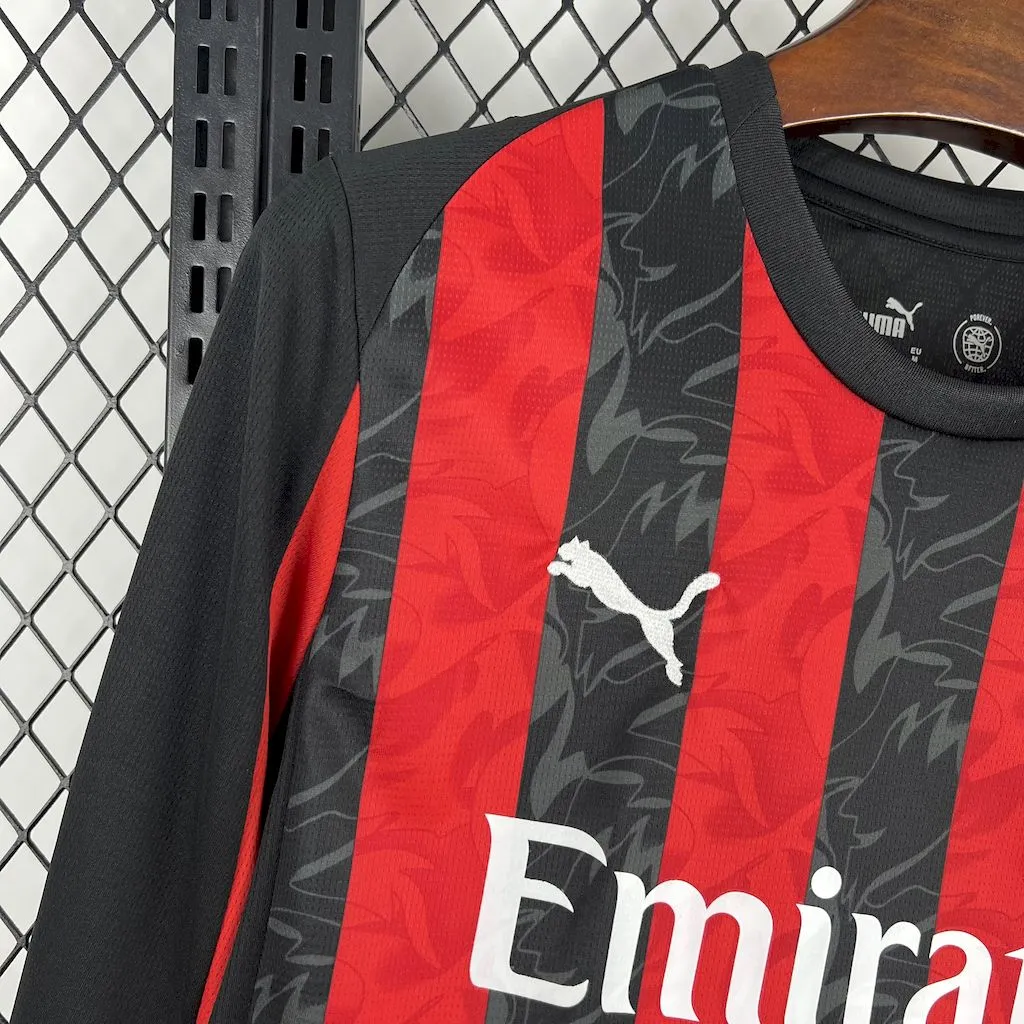 AC Milan Soccer Jersey Home Long Sleeves Custom Shirt 2025/26 - Image 4