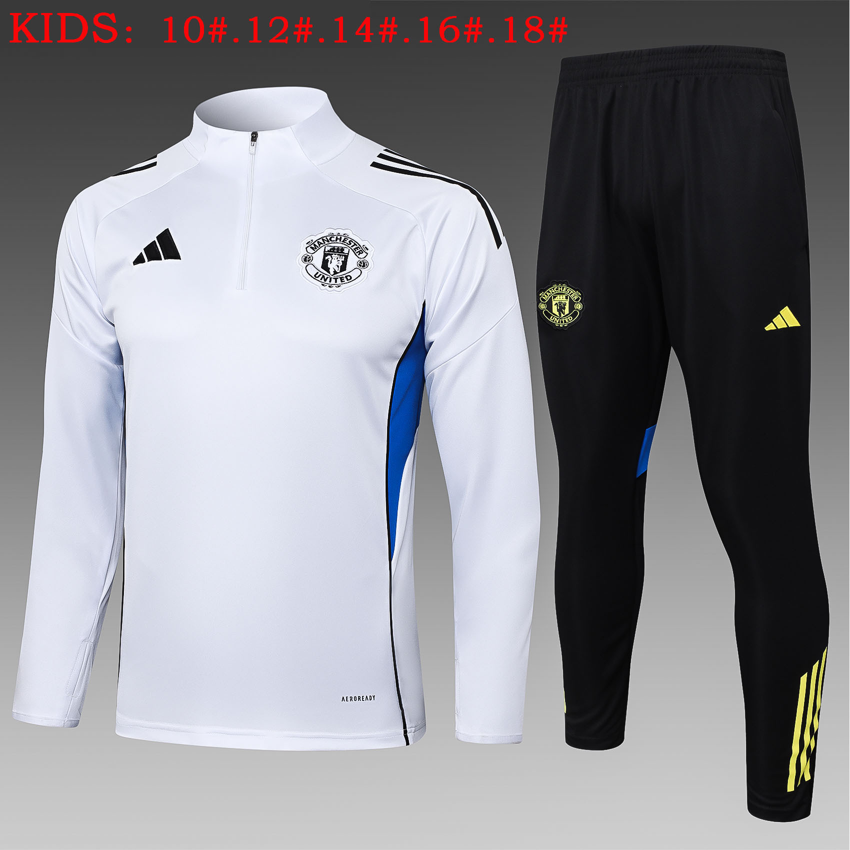 Kids Manchester United Training Kit (Sweatshirt+Pants) White 2025/26