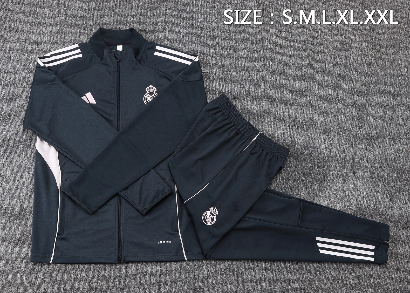 Real Madrid Training Kit (Jacket+Pants) Deep Grey 2025/26 - Image 2