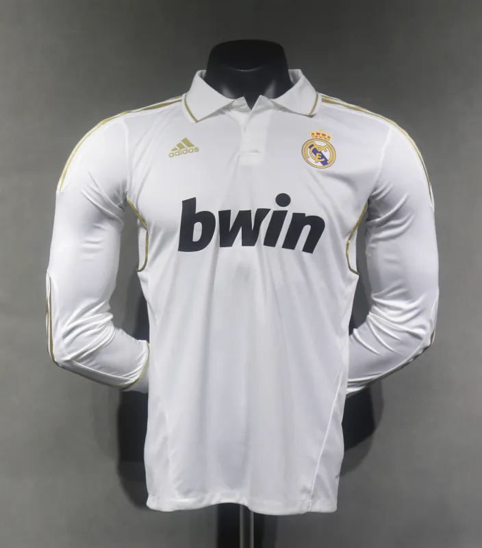 Real Madrid Retro Jersey Home Long Sleeve Soccer Shirt 2011/12