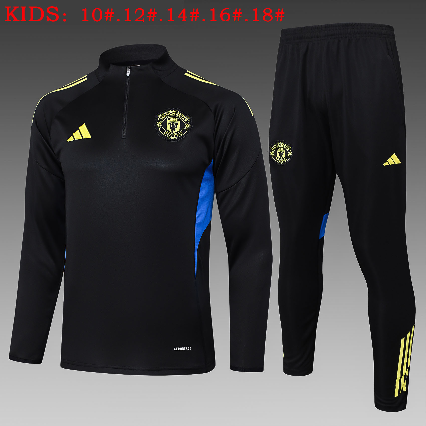 Kids Manchester United Training Kit (Sweatshirt+Pants) Black 2025/26