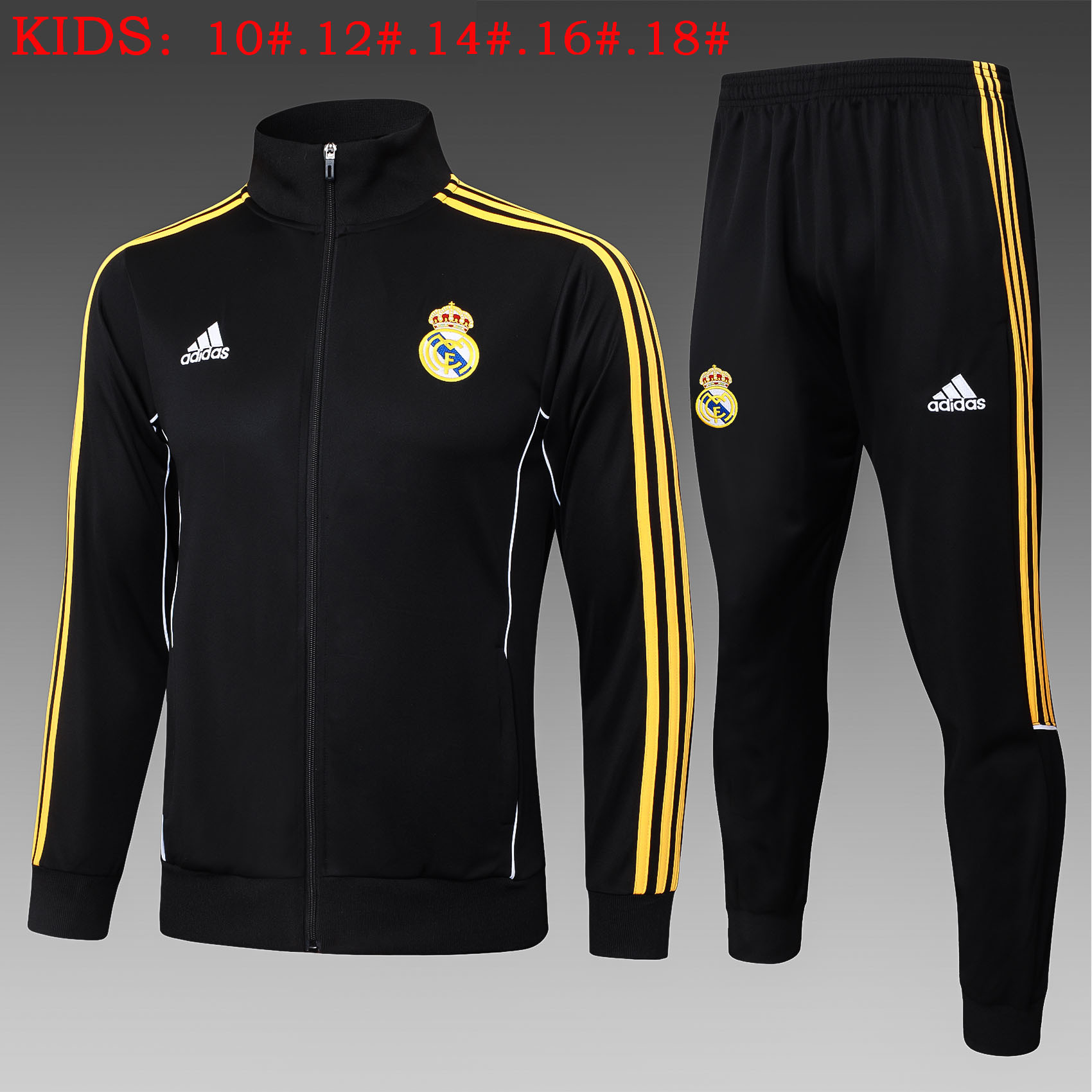 Kids Real Madrid Training Kit (Jacket+Pants) Black 2025/26
